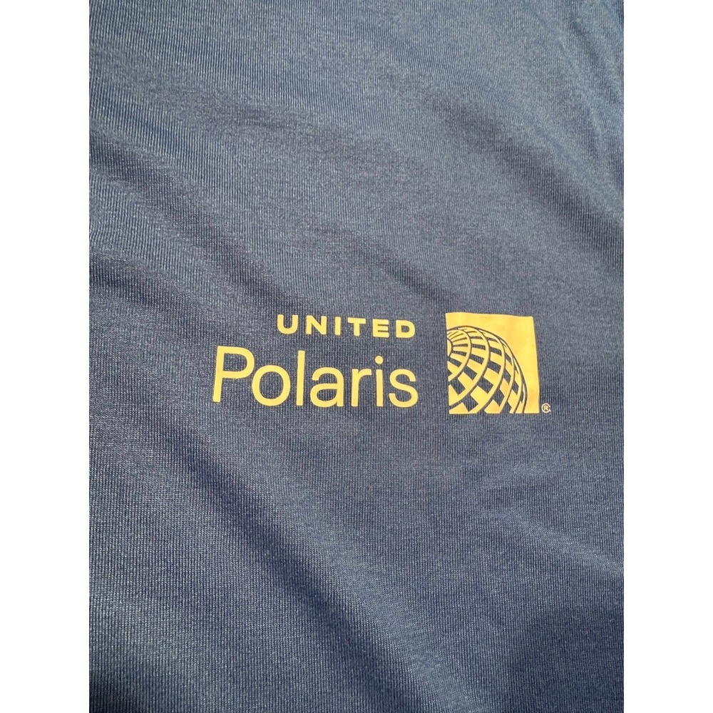 United Polaris Business Class Pajamas Set Mens L/XL Blue Henley Tan Pants Pouch - Picture 5 of 6